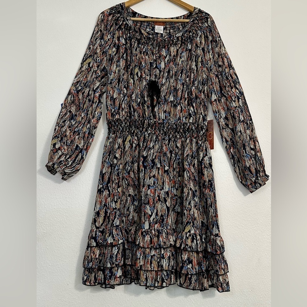 NWT Scully Feather Print Dress Patterned Garment - Picture 6 of 16
